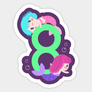 Cute Little Mermaids with 8 Sticker